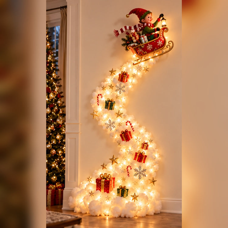 Scène de Noël Lumineuse LED – Traîneau du Père Noël et Rennes Enchantés