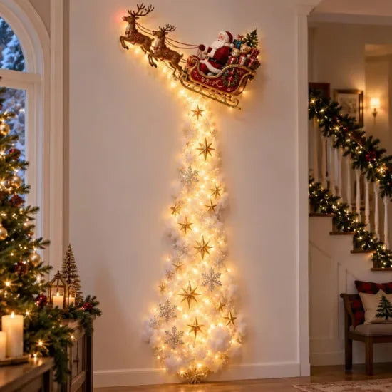 Scène de Noël Lumineuse LED – Traîneau du Père Noël et Rennes Enchantés