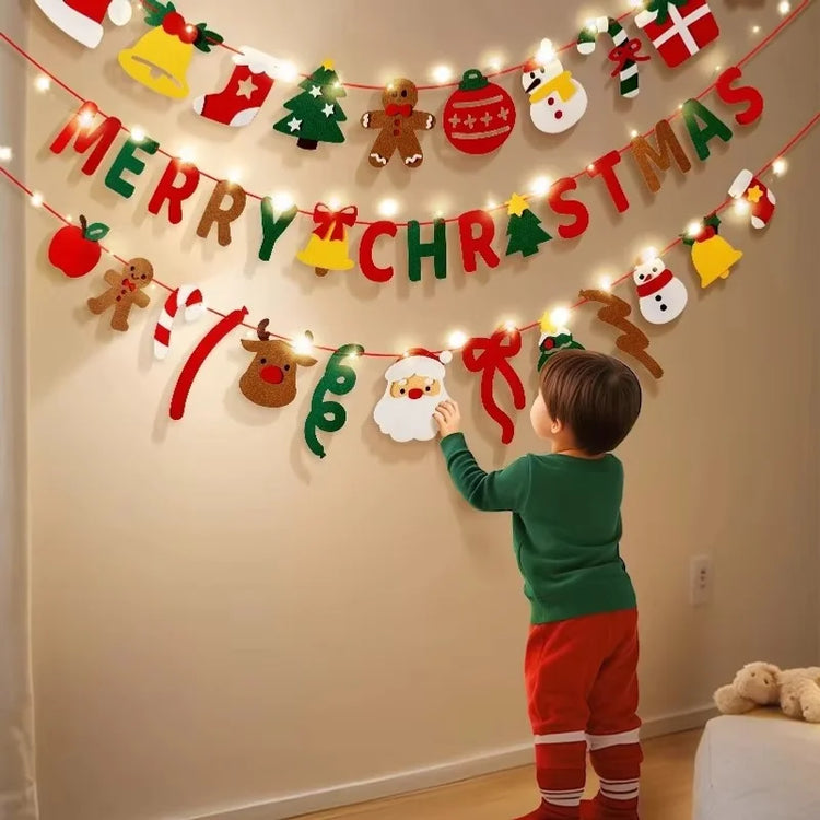Guirlande de Noël Lumineuse « Joyeux Noël » – Bannière Décorative LED