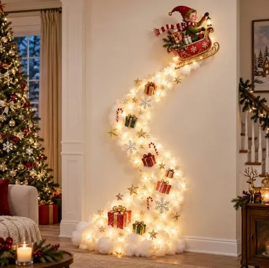 Scène de Noël Lumineuse LED – Traîneau du Père Noël et Rennes Enchantés