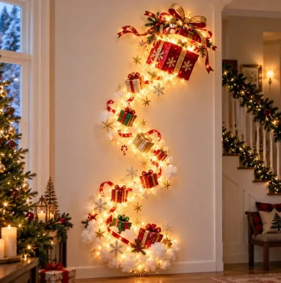Scène de Noël Lumineuse LED – Traîneau du Père Noël et Rennes Enchantés