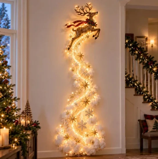Scène de Noël Lumineuse LED – Traîneau du Père Noël et Rennes Enchantés
